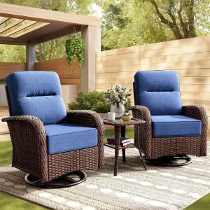 3-Piece Wicker Patio Furniture Set with 6' Thick Cushions