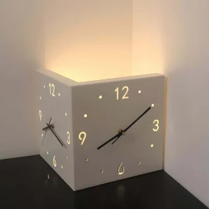 Corner Modern Wall Clock, Stylish Double-sided Luminous Wall Clock