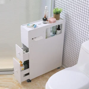 Toilet Slim Bathroom Storage Cabinet with Wheels