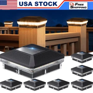 6/12 Pack 4x4 Solar Post Lights Outdoor, 40 LEDs 30 Lumens Fence Post Solar Lights