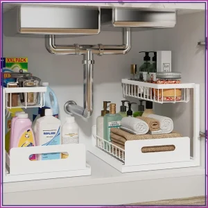 Under Sink Organizer 2 Pack, Pull Out Cabinet Shelf