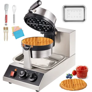 SucceBuy Electric Waffle Maker Stainless Steel Round Waffle Iron