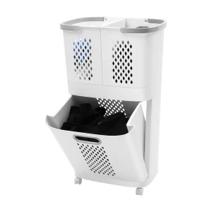 Movable Household Laundry Basket,2 Tier Laundry Hamper