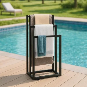 3-Tier Metal Bath Towel Holder Stand Outdoor Towel Drying Rack