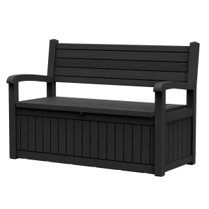 Outdoor Patio Storage Bench Plastic Weather Resistant Bench with Storage Space