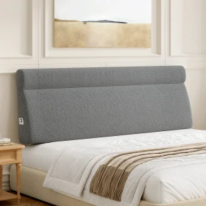 Headboard Pillow for Sitting in Bed with Neck Roll, Reading Pillow with Side Pocket
