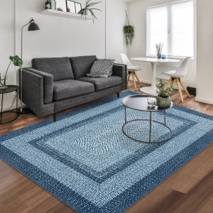 Area Rug Living Room Braided Printed Rug for Bedroom, Machine Washable