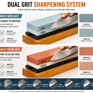 Professional Knife Sharpening Stone Set, 4-in-1 Whetstone 400/1000 3000/8000 Grit with Bamboo Base - Thumbnail Image 2