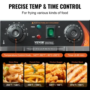 SucceBuy Commercial Deep Fryer Electric Countertop Fryer with Basket Stainless Steel Single Oil Fryer - Thumbnail Image 4