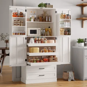 6 Door Kitchen Pantry Cabinet Pantry Storage Cabinet with Shelves, 71" Tall