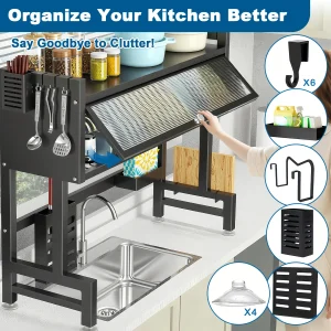 Extra long Drying Rack for Kitchen Sink, Space Saving Dish Rack - Thumbnail Image 7