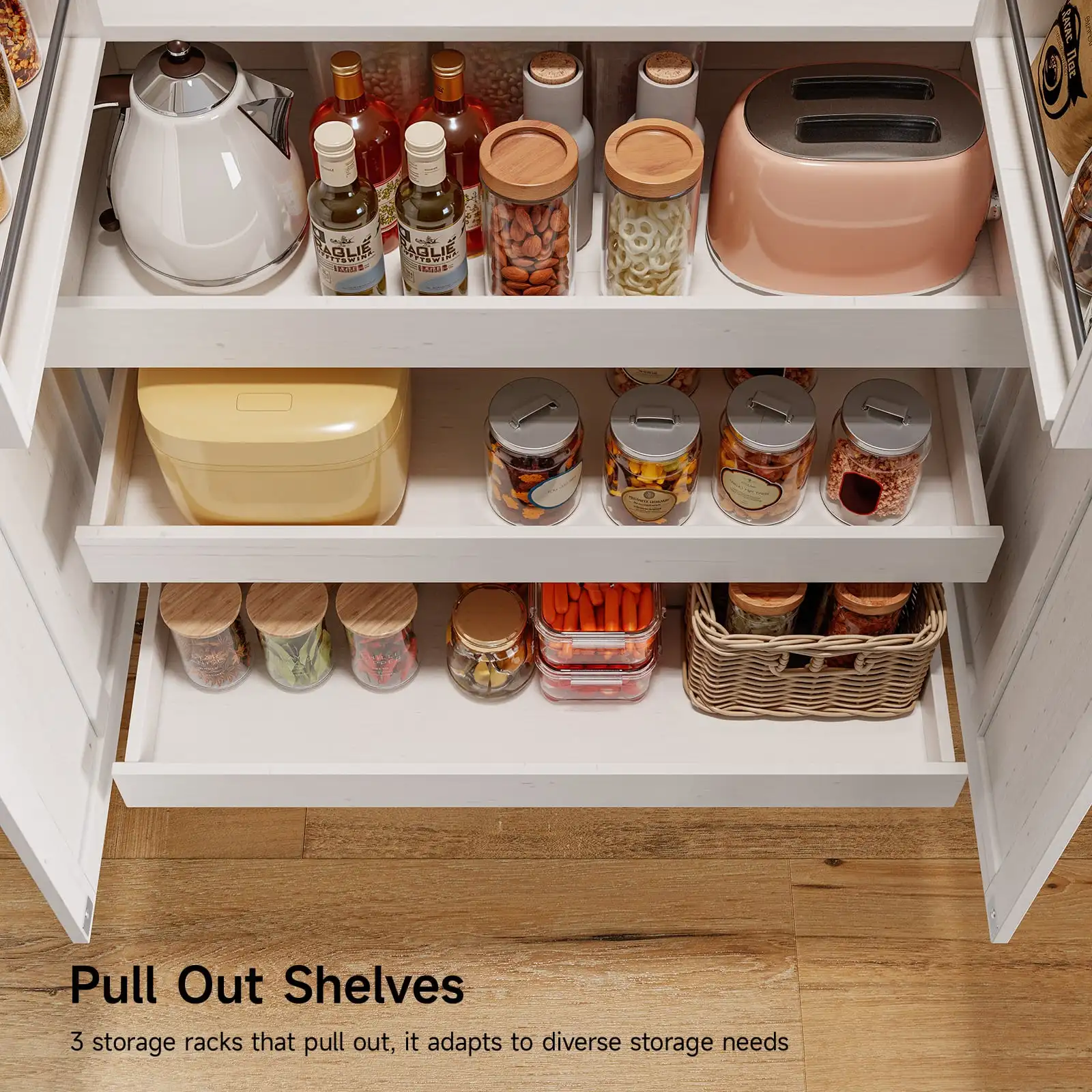 6 Door Kitchen Pantry Cabinet Pantry Storage Cabinet with Shelves, 71" Tall - Image 6