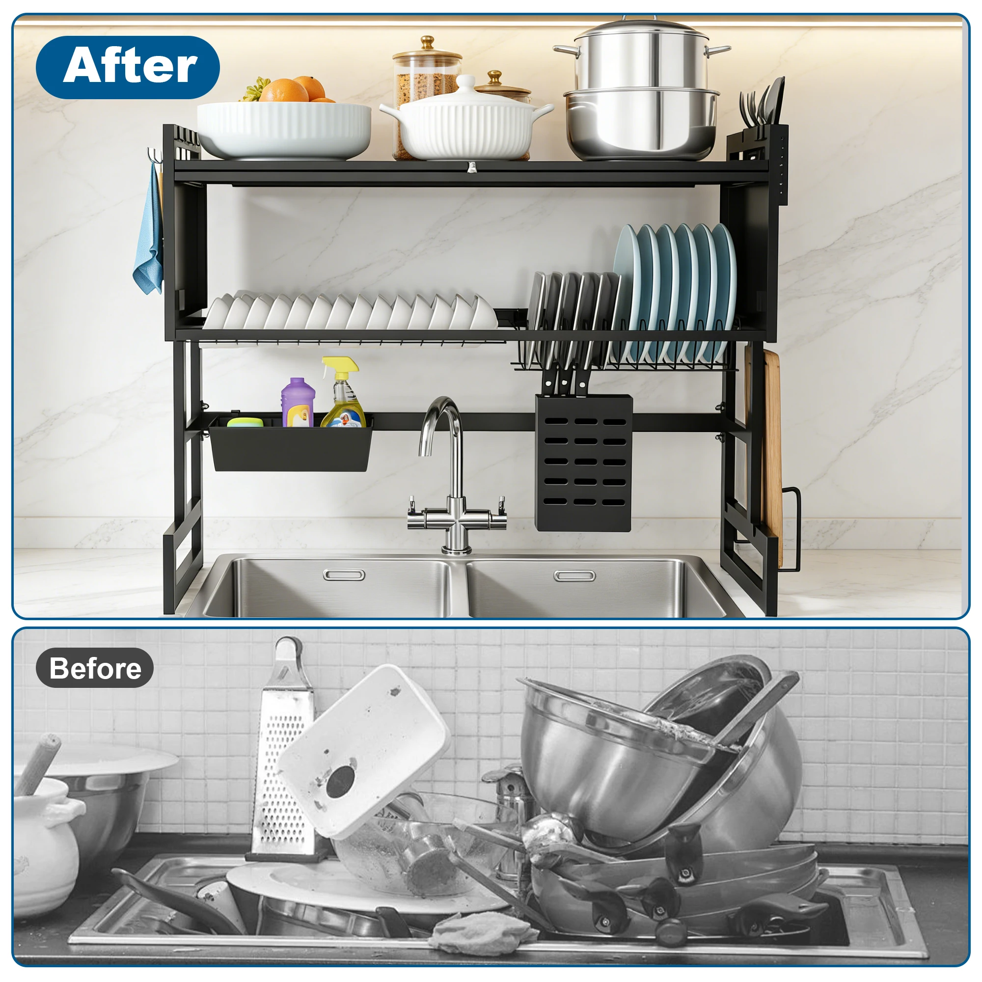 Extra long Drying Rack for Kitchen Sink, Space Saving Dish Rack - Image 3