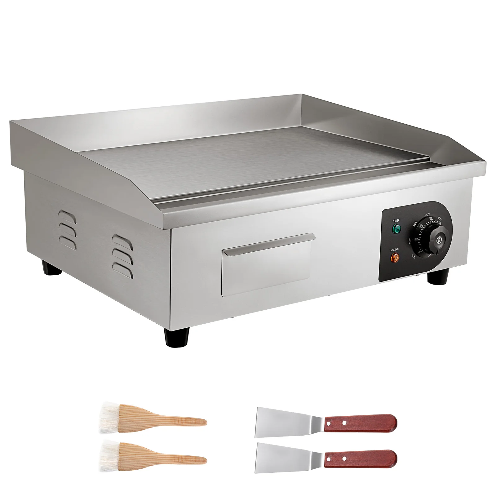 SucceBuy Commercial Electric Griddle 122-570°F Adjustable Temp Control Stainless Steel Countertop - Image 1