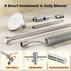 Tandem Shower Head For Couples, Dual Shower Head with Original Adjustable Slider - Thumbnail Image 5