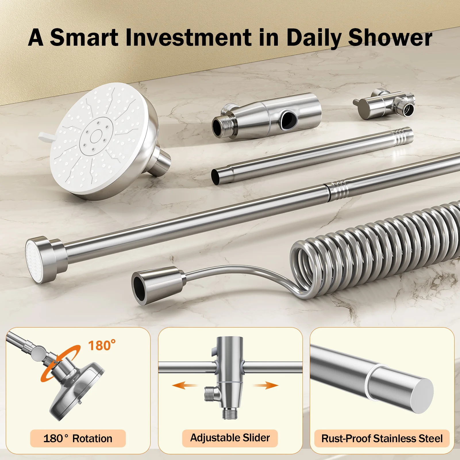 Tandem Shower Head For Couples, Dual Shower Head with Original Adjustable Slider - Image 5