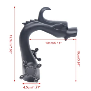 Retro Dragon-Shaped Brass Bathroom Faucet, 2-Handle Cross Hot Cold Water Mixer Tap - Thumbnail Image 9