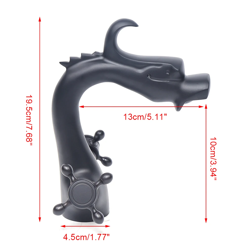 Retro Dragon-Shaped Brass Bathroom Faucet, 2-Handle Cross Hot Cold Water Mixer Tap - Image 9