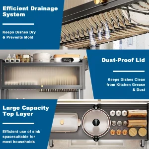 Extra long Drying Rack for Kitchen Sink, Space Saving Dish Rack - Thumbnail Image 5