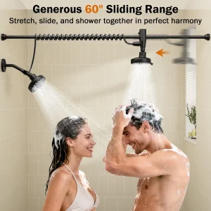 Tandem Shower Head For Couples, Dual Shower Head with Original Adjustable Slider - Thumbnail Image 3