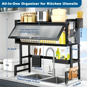 Extra long Drying Rack for Kitchen Sink, Space Saving Dish Rack