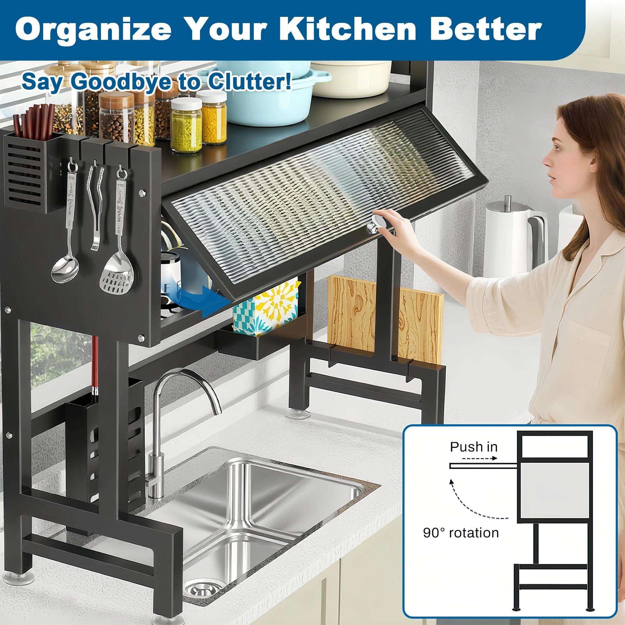 Extra long Drying Rack for Kitchen Sink, Space Saving Dish Rack - Image 6