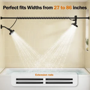 Tandem Shower Head For Couples, Dual Shower Head with Original Adjustable Slider - Thumbnail Image 2
