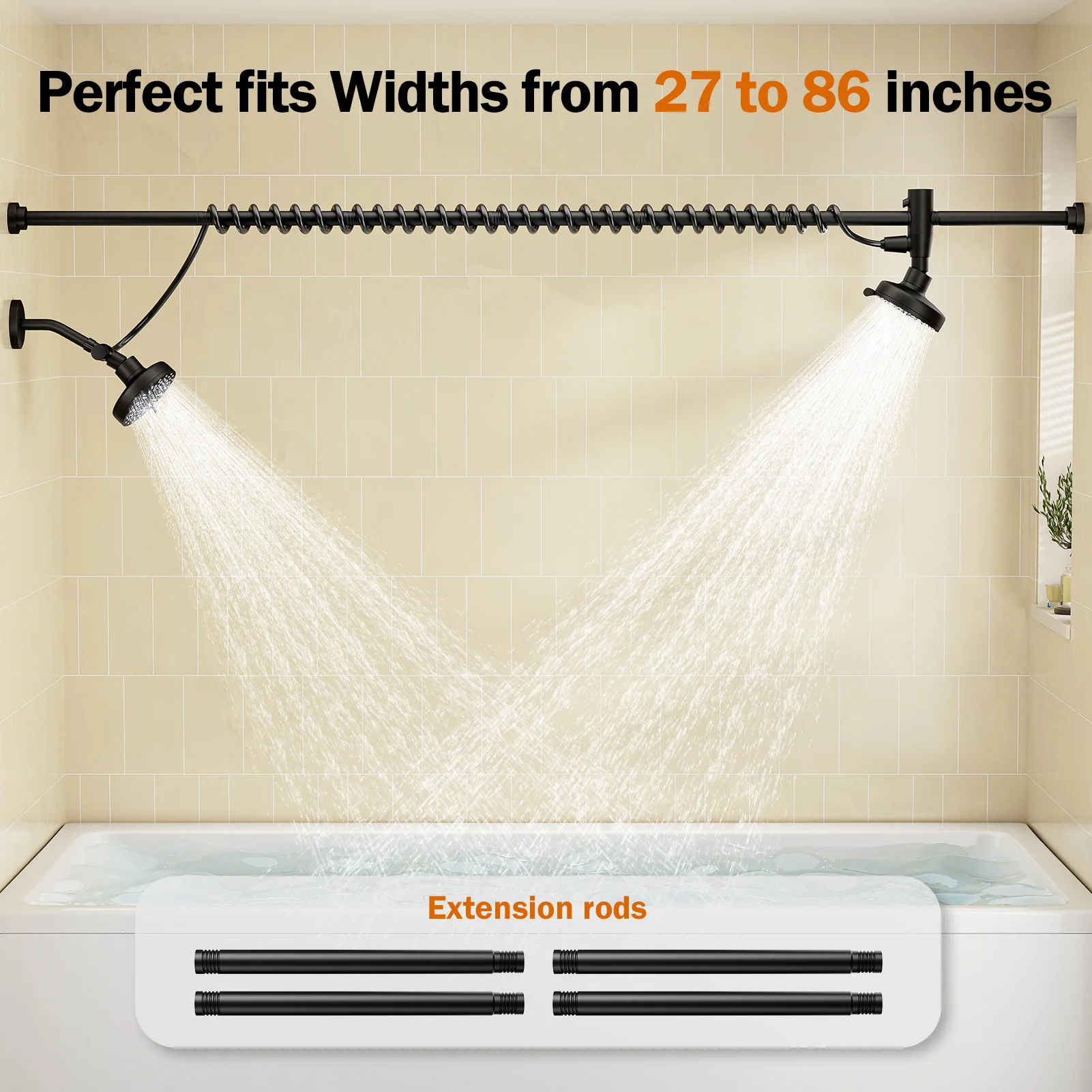 Tandem Shower Head For Couples, Dual Shower Head with Original Adjustable Slider - Image 2
