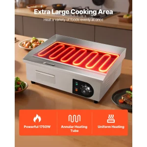 SucceBuy Commercial Electric Griddle 122-570°F Adjustable Temp Control Stainless Steel Countertop - Thumbnail Image 3