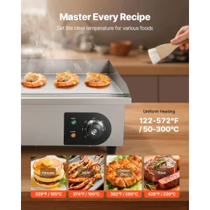 SucceBuy Commercial Electric Griddle 122-570°F Adjustable Temp Control Stainless Steel Countertop - Thumbnail Image 4