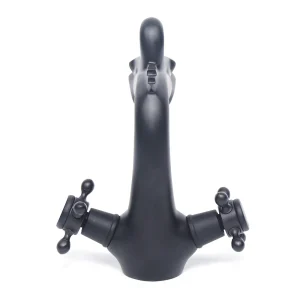 Retro Dragon-Shaped Brass Bathroom Faucet, 2-Handle Cross Hot Cold Water Mixer Tap - Thumbnail Image 8